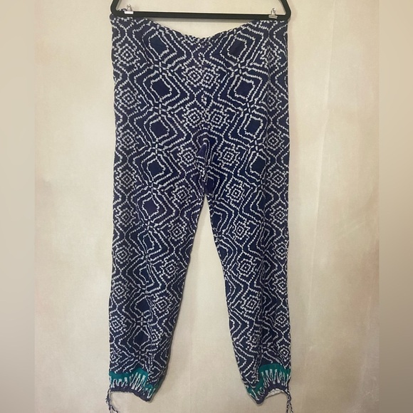 Cartoon women's printed boho batik drawstring ankle tie beach pants EUC - Picture 8 of 8